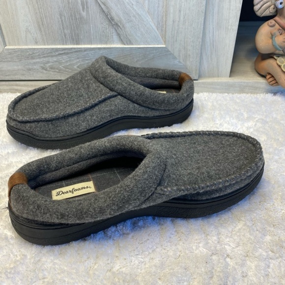 Dearfoams Men's Memory Foam Slippers Dark Heather Grey 9-10 - Picture 4 of 9